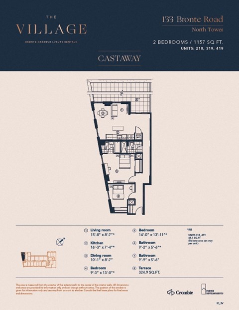 2V Floor Plan at The Village, Oakville, ON